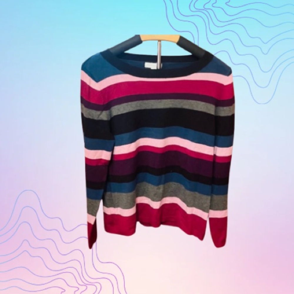 CHARTER CLUB Multicolor Striped Sweater Size Medium